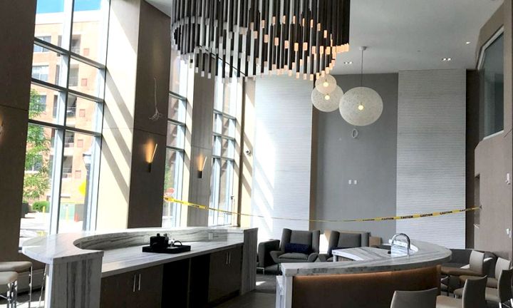 millwork_install_gurskyi_Double Height Lobby Chandelier – Commercial & Hospitality